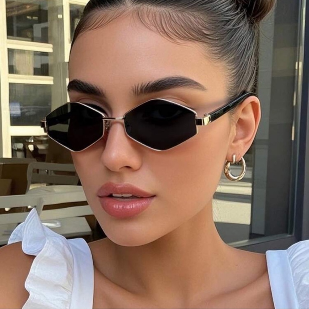 1 Pair Polygonal Minimalist Metal Frame Sunglasses,